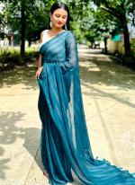 Rimzim Sky Blue Party Wear Zari Work Saree